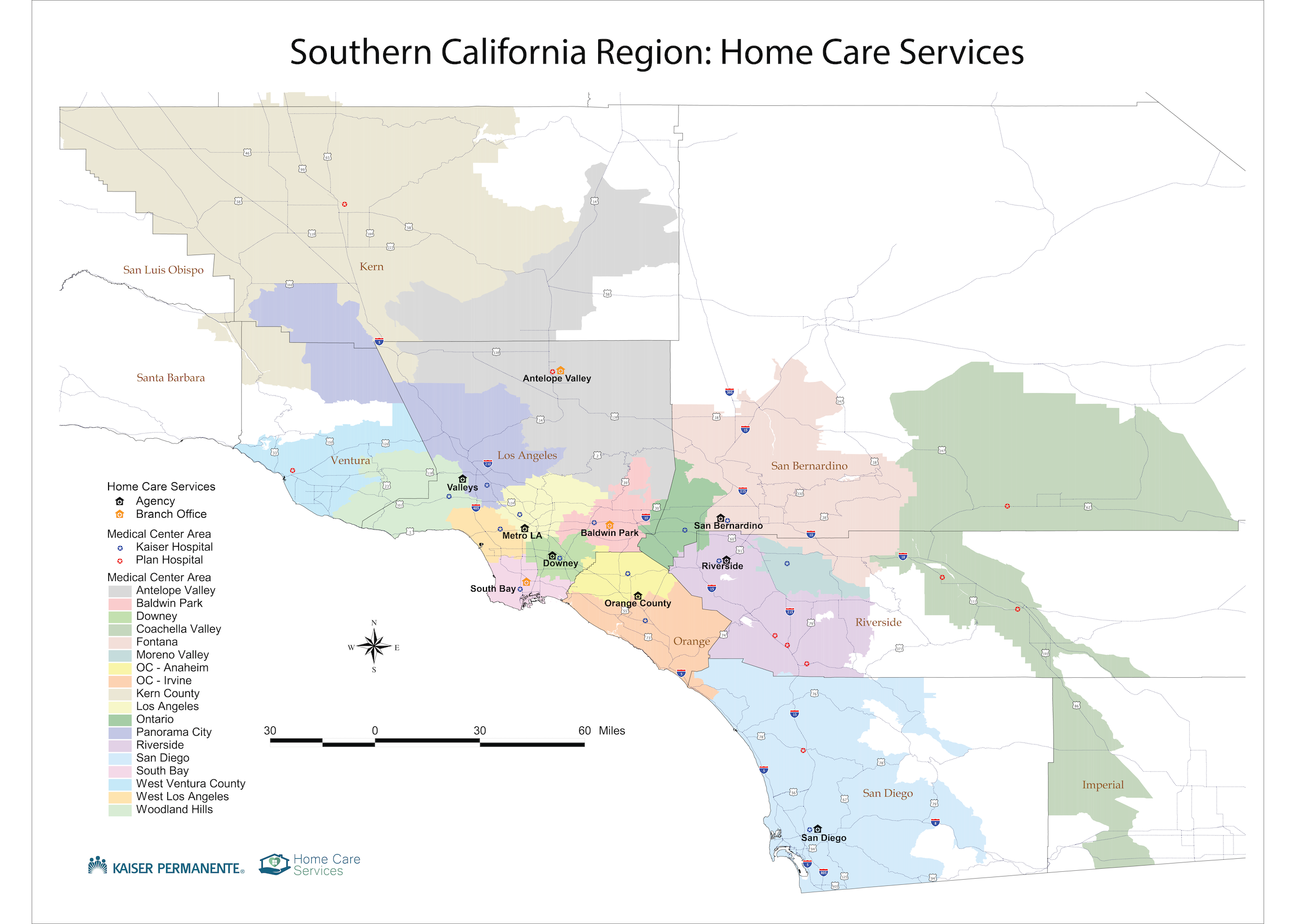 Southern California Region Home Care Services Map